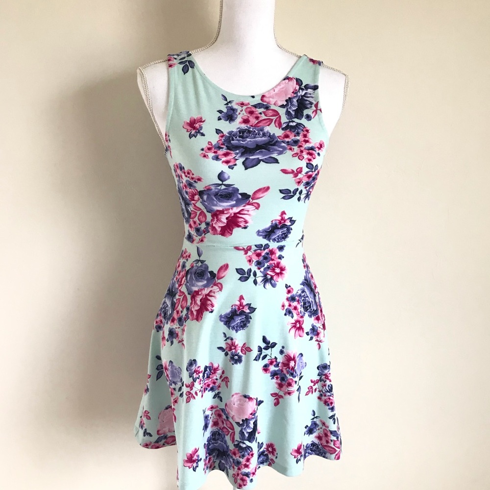 H&M Teal floral dress - size 4